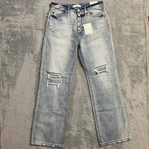 Kancan Womens Jeans Size 11/29 90s‎ Flare Distressed High Rise Button Fly Denim - Picture 1 of 8